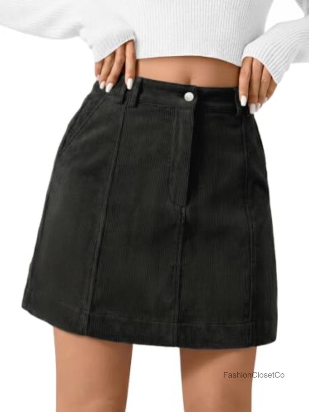 Corduroy Mini Skirt High Waisted A-Line Vintage Short Skirt